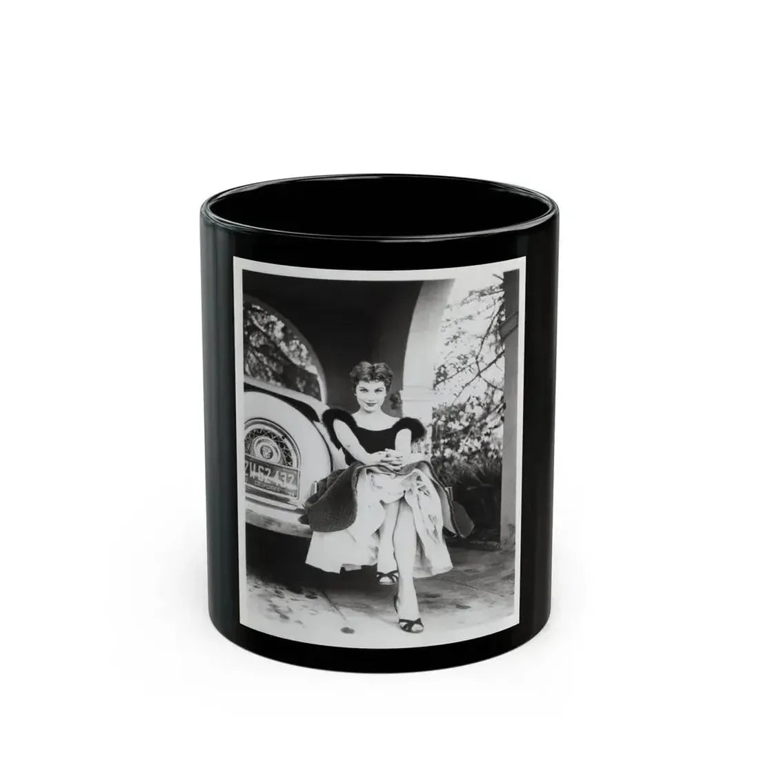Debra Paget #610 - 8x10 B&W Full Body Glamour Promo Photo circa 50's (Vintage Female Icon) Black Coffee Mug 11oz - Go Mug Yourself