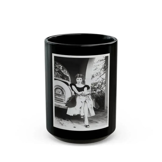 Debra Paget #610 - 8x10 B&W Full Body Glamour Promo Photo circa 50's (Vintage Female Icon) Black Coffee Mug 15oz - Go Mug Yourself
