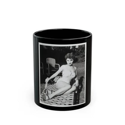 Debra Paget #611 - 8x10 B&W Full Body Pin-Up Promo Photo circa 50's (Vintage Female Icon) Black Coffee Mug 11oz - Go Mug Yourself