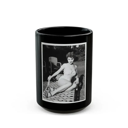 Debra Paget #611 - 8x10 B&W Full Body Pin-Up Promo Photo circa 50's (Vintage Female Icon) Black Coffee Mug 15oz - Go Mug Yourself