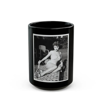 Debra Paget #611 - 8x10 B&W Full Body Pin-Up Promo Photo circa 50's (Vintage Female Icon) Black Coffee Mug 15oz - Go Mug Yourself