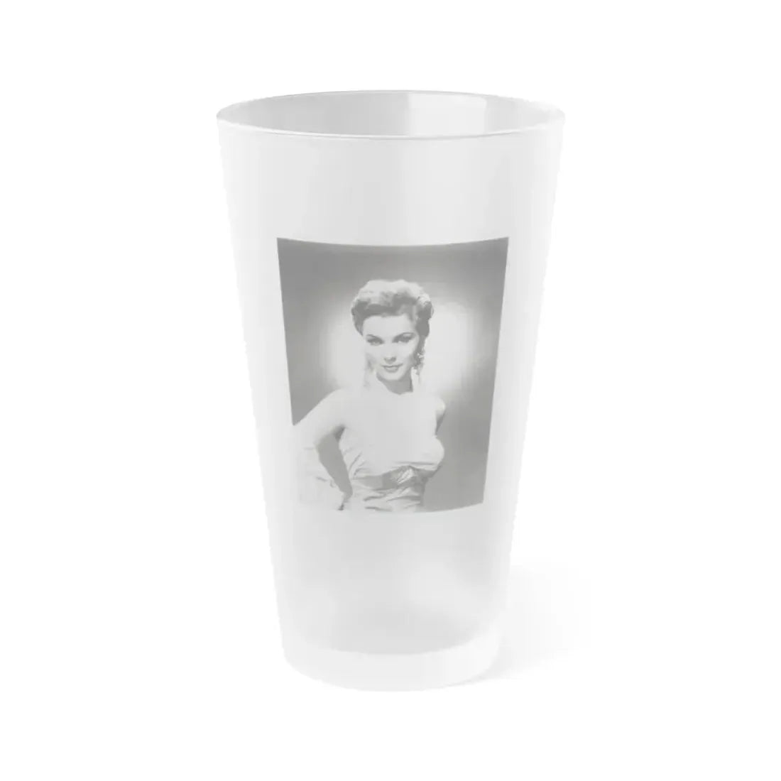 Debra Paget #614 - 8x10 B&W Upper Body Glamour Promo Photo circa 50's (Vintage Female Icon) Frosted Pint Glass 16oz 16oz Frosted - Go Mug Yourself