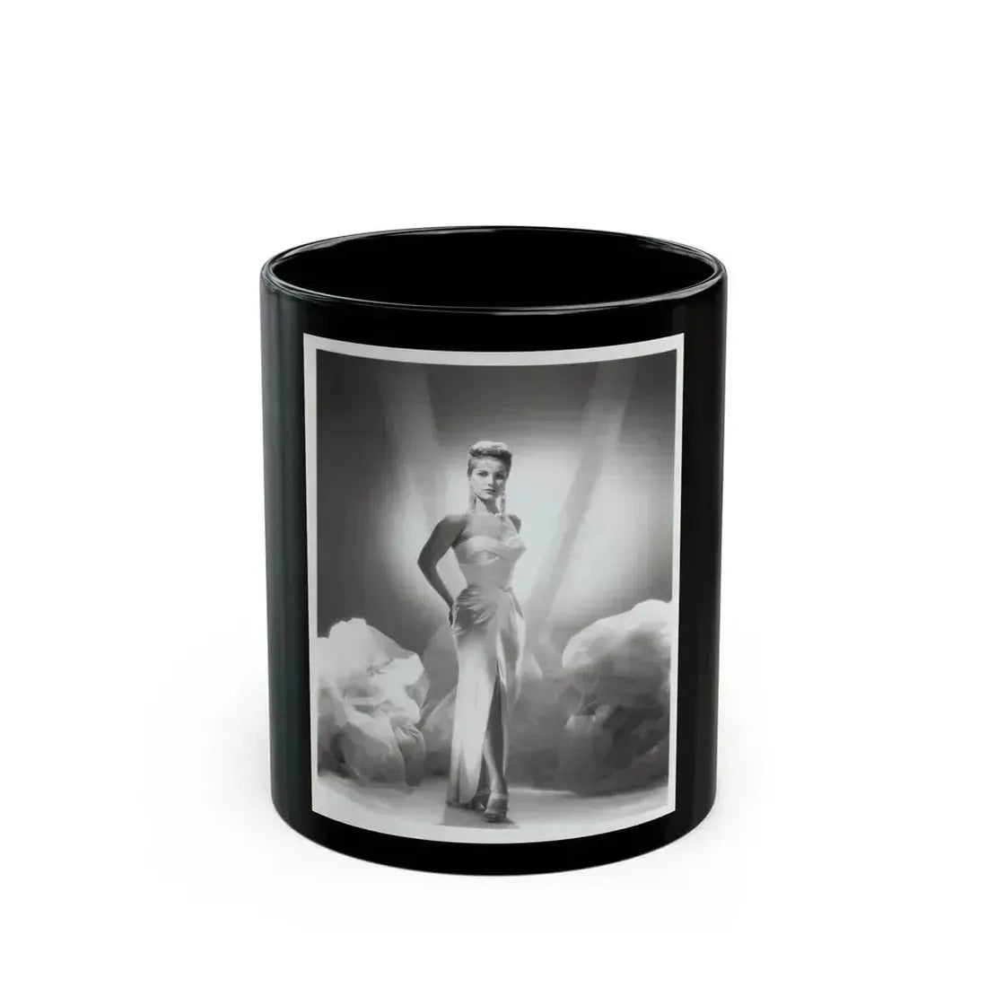 Debra Paget #616 - 8x10 B&W Full Body Glamour Promo Photo circa 50's (Vintage Female Icon) Black Coffee Mug 11oz - Go Mug Yourself