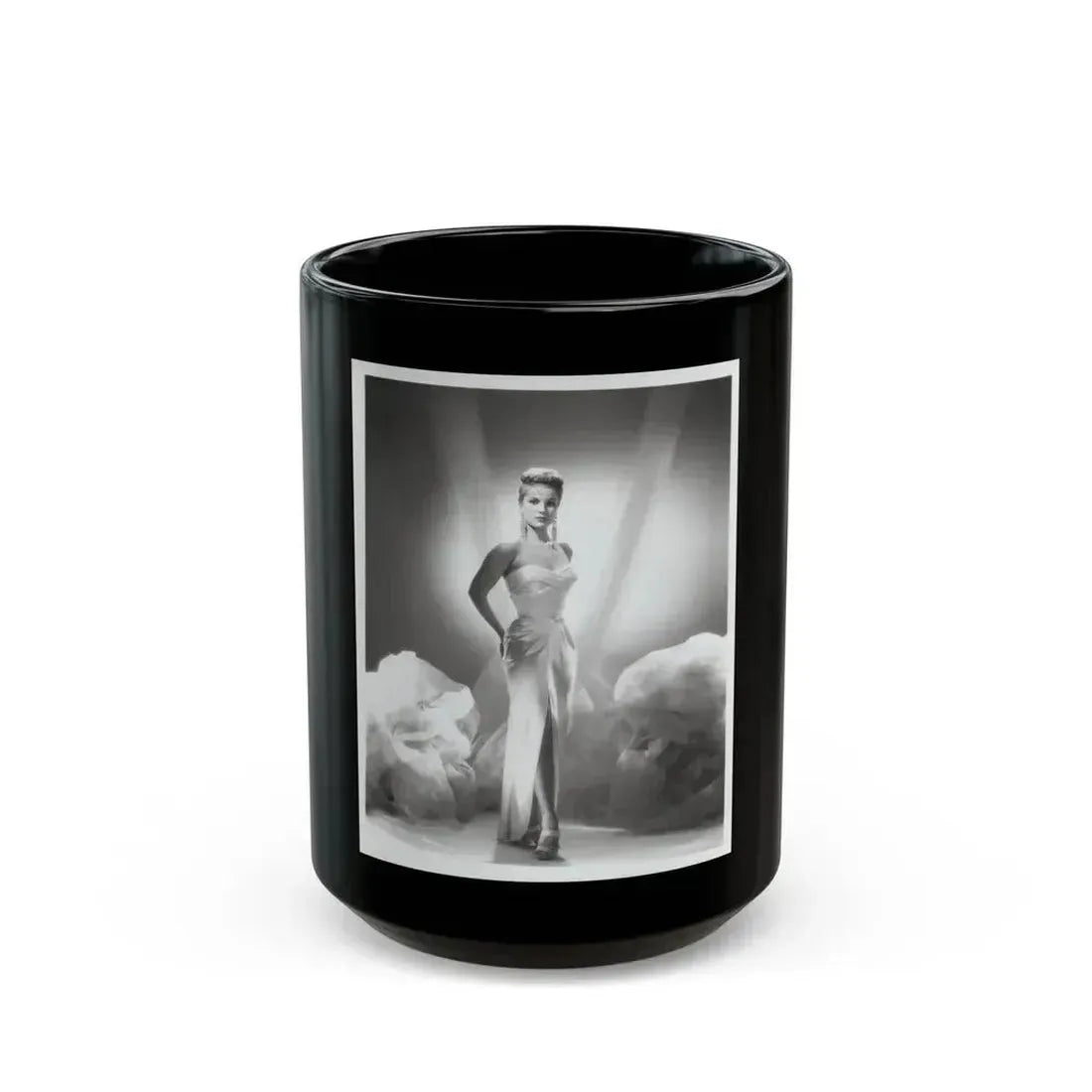 Debra Paget #616 - 8x10 B&W Full Body Glamour Promo Photo circa 50's (Vintage Female Icon) Black Coffee Mug 15oz - Go Mug Yourself