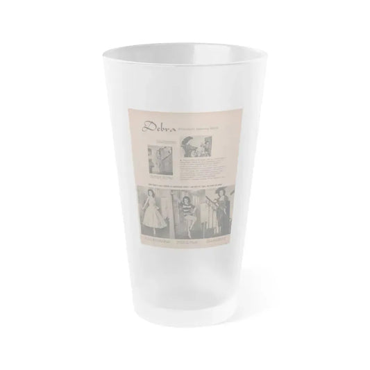 Debra Paget #621 - Magazine Page 2 small photos & 3 medium sized all B&W with, Short Article & Captions circa 1950's (Vintage Female Icon) Frosted Pint Glass 16oz 16oz Frosted - Go Mug Yourself