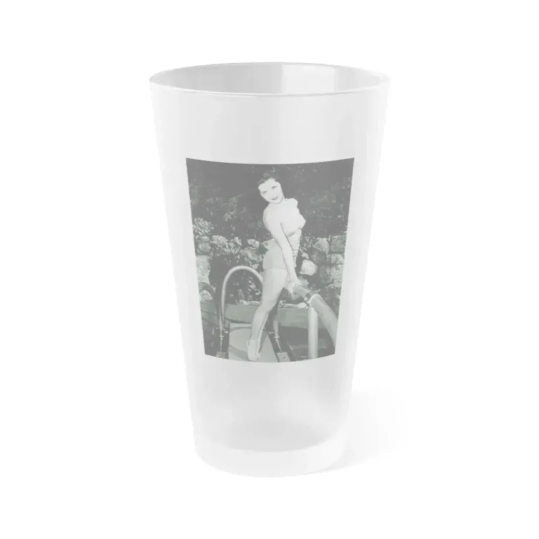 Debra Paget #625 - B&W 8x10 Full Body 2-Piece Swimsuit Leggy Barefoot Cheesecake Photo (Vintage Female Icon) Frosted Pint Glass 16oz 16oz Frosted - Go Mug Yourself