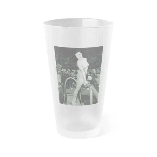 Debra Paget #625 - B&W 8x10 Full Body 2-Piece Swimsuit Leggy Barefoot Cheesecake Photo (Vintage Female Icon) Frosted Pint Glass 16oz 16oz Frosted - Go Mug Yourself