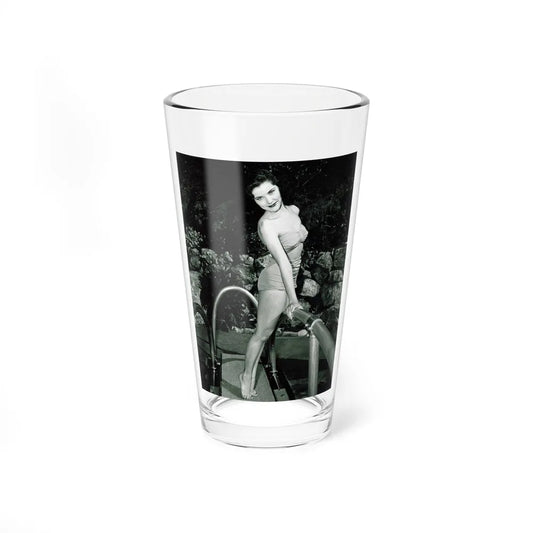 Debra Paget #625 - B&W 8x10 Full Body 2-Piece Swimsuit Leggy Barefoot Cheesecake Photo (Vintage Female Icon) Pint Glass 16oz-16oz-Go Mug Yourself