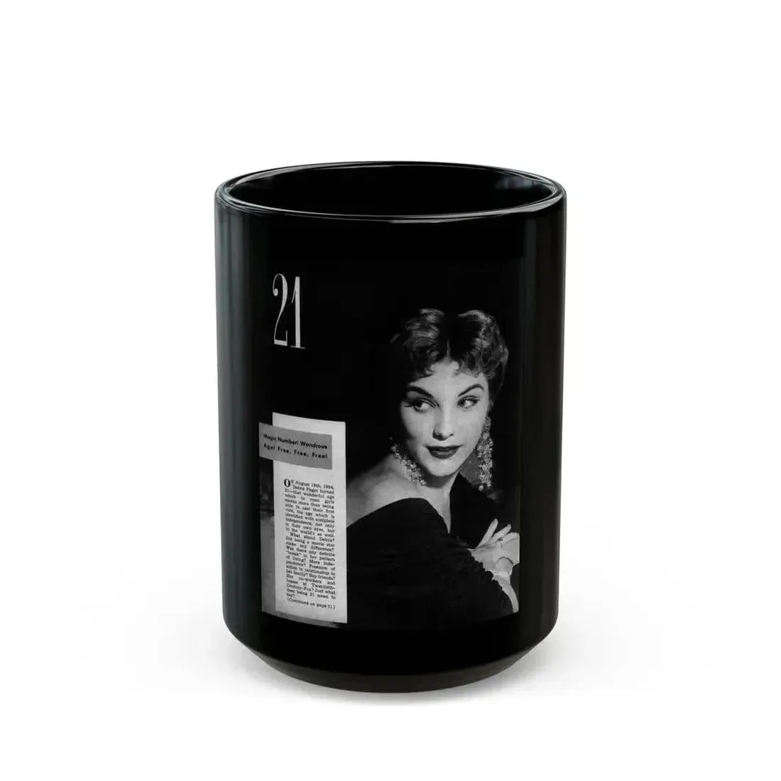 Debra Paget #628 (Vintage Female Icon) Black Coffee Mug 15oz - Go Mug Yourself