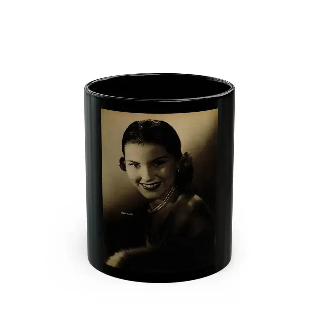 Debra Paget #657 - Magazine Page Glamour Photo Circa 1950's (Vintage Female Icon) Black Coffee Mug 11oz - Go Mug Yourself