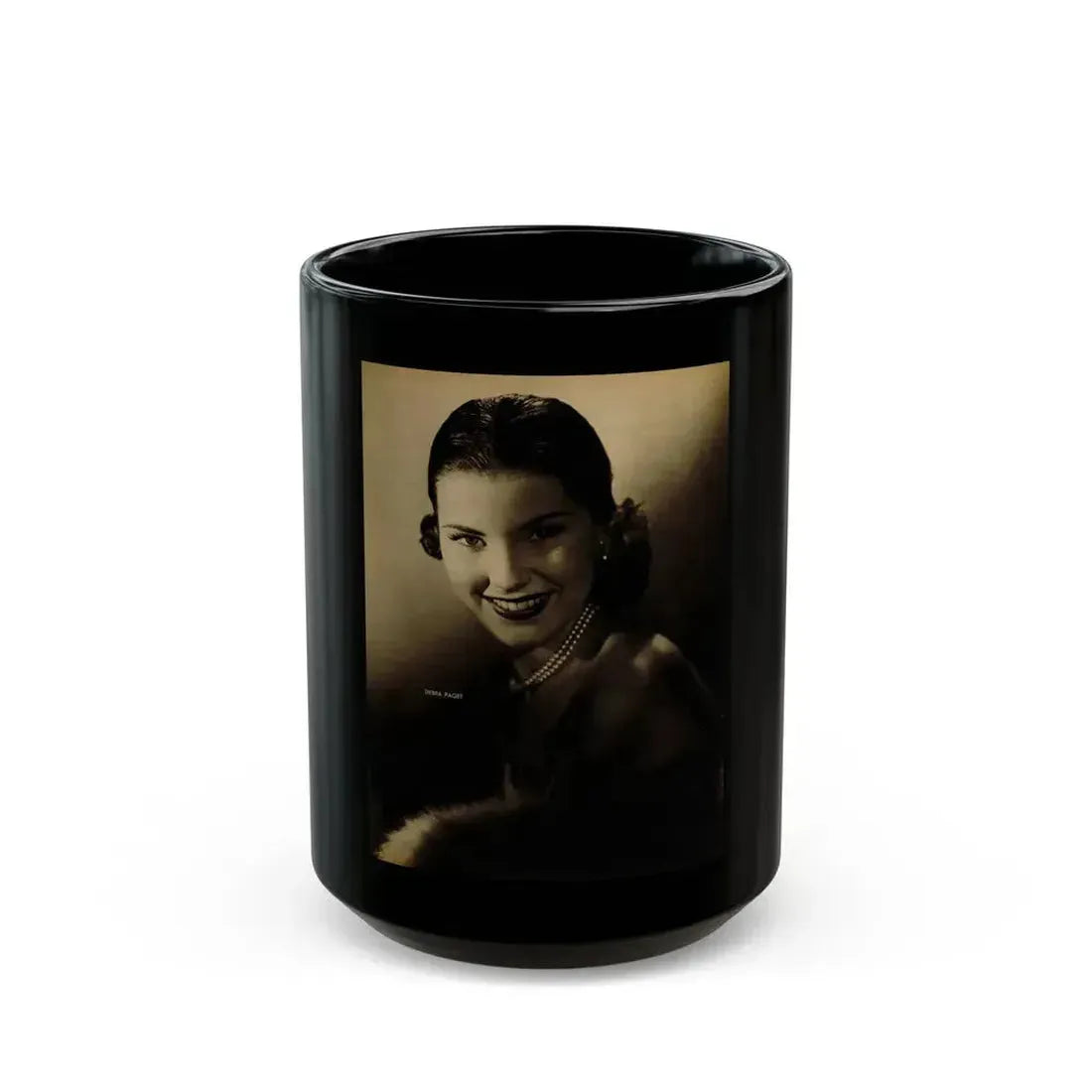 Debra Paget #657 - Magazine Page Glamour Photo Circa 1950's (Vintage Female Icon) Black Coffee Mug 15oz - Go Mug Yourself