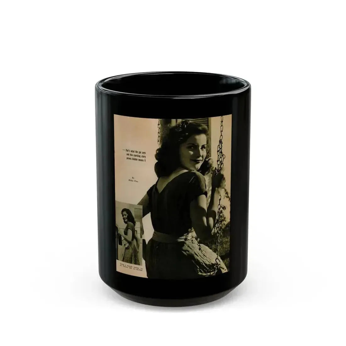 Debra Paget #658 - Magazine Page Glamour Photo Circa 1950's (Vintage Female Icon) Black Coffee Mug 15oz - Go Mug Yourself
