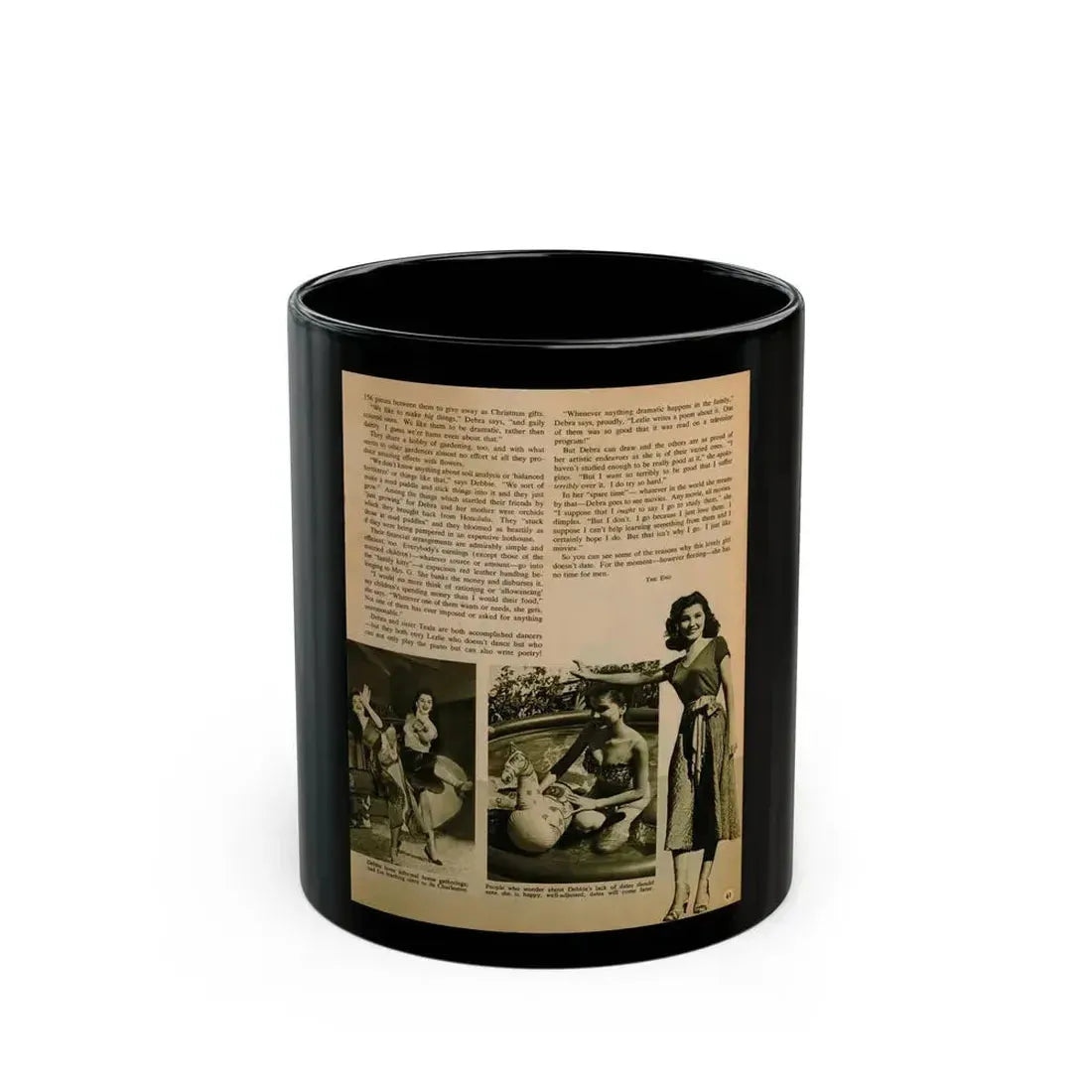 Debra Paget #659 - Magazine Page Glamour Photo Circa 1950's (Vintage Female Icon) Black Coffee Mug 11oz - Go Mug Yourself