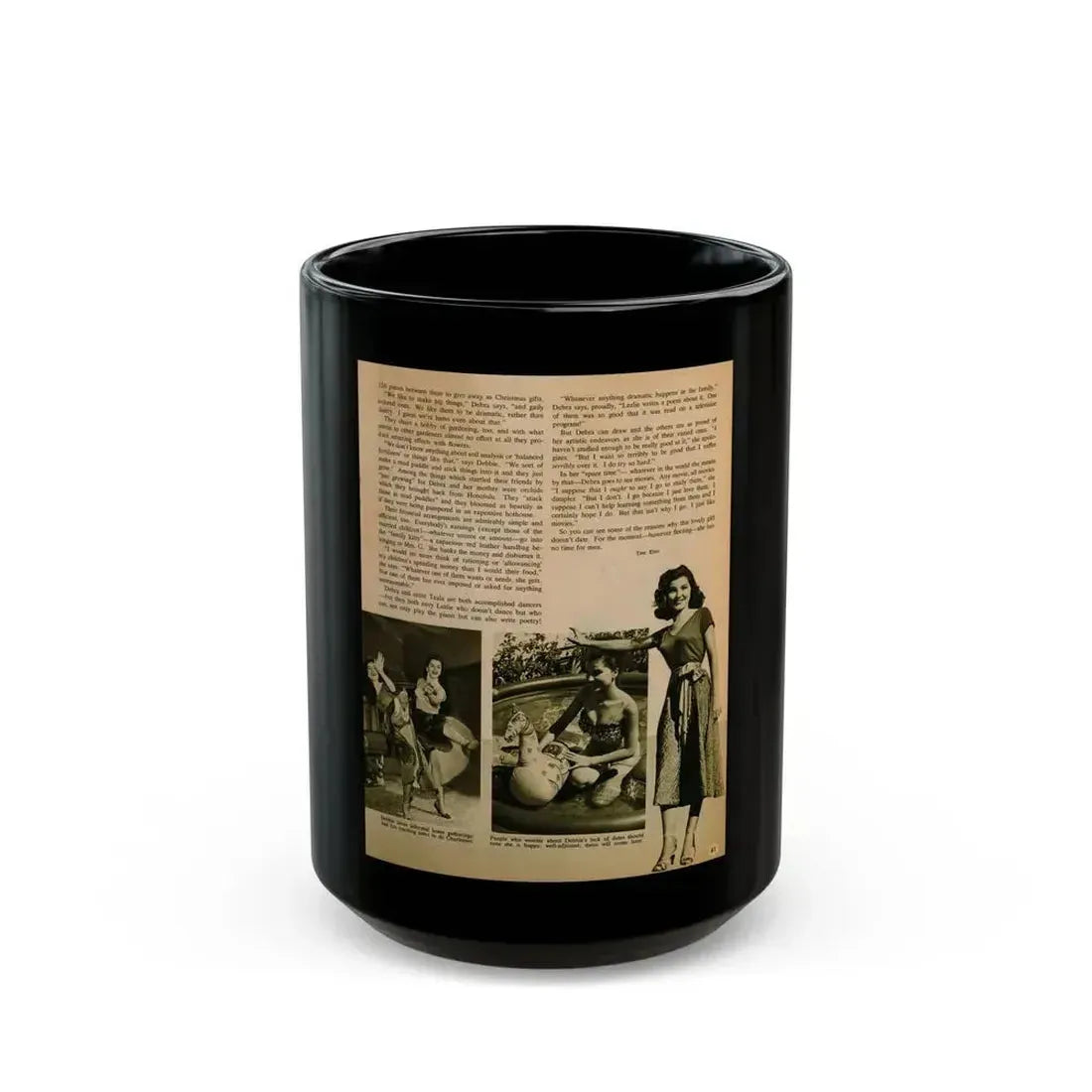 Debra Paget #659 - Magazine Page Glamour Photo Circa 1950's (Vintage Female Icon) Black Coffee Mug 15oz - Go Mug Yourself