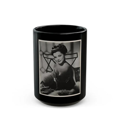 Debra Paget #662 - Original 8x10 B&W Vintage Upper Body Glamour Photo from 10-30-52 (Vintage Female Icon) Black Coffee Mug 15oz - Go Mug Yourself