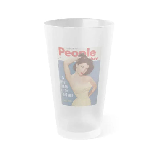 Debra Paget #674 - Debra on Cover in Color & inside spread of People Today Pocket Mag. from 1-26-55 (Vintage Female Icon) Frosted Pint Glass 16oz 16oz Frosted - Go Mug Yourself