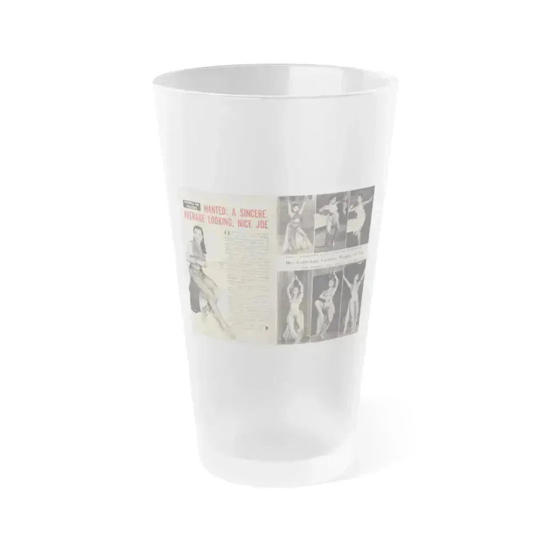 Debra Paget #675 - Pages 30-34 1rst 2 of 5 Pages featuring, Debra 7 B&W Photos, Article & Captions from People Today Pocket Mag. 1-26-55 (Vintage Female Icon) Frosted Pint Glass 16oz 16oz Frosted - Go Mug Yourself