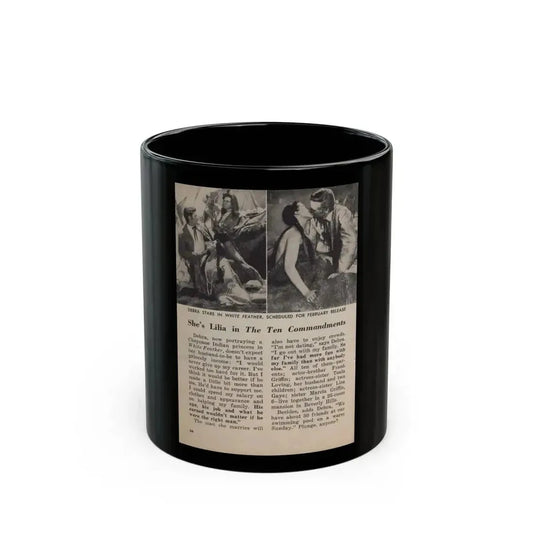 Debra Paget #677 - [Pages 30-34] Pages 5 of 5 featuring, Debra 2 B&W Movie Photos, Caption & Article from People Today Pocket Mag. 1-26-55 (Vintage Female Icon) Black Coffee Mug 11oz - Go Mug Yourself