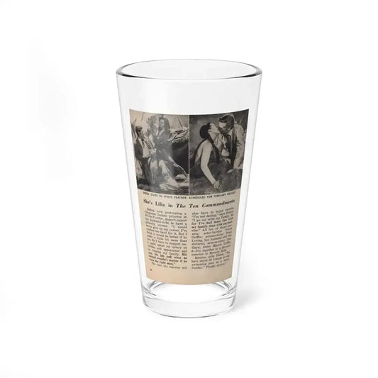 Debra Paget #677 - Pages 30-34 Pages 5 of 5 featuring, Debra 2 B&W Movie Photos, Caption & Article from People Today Pocket Mag. 1-26-55 (Vintage Female Icon) Pint Glass 16oz 16oz - Go Mug Yourself
