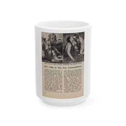 Debra Paget #677 - [Pages 30-34] Pages 5 of 5 featuring, Debra 2 B&W Movie Photos, Caption & Article from People Today Pocket Mag. 1-26-55 (Vintage Female Icon) White Coffee Mug 15oz - Go Mug Yourself