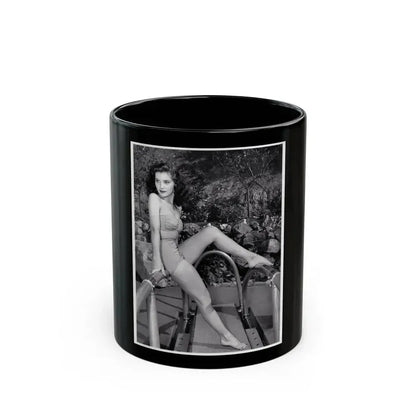 Debra Paget #718 B&W 8x10 Full Body 2-Piece Swimsuit Leggy Barefoot Cheesecake Photo (Vintage Female Icon) Black Coffee Mug 11oz - Go Mug Yourself