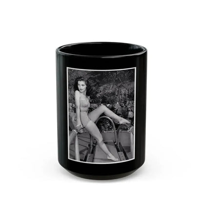 Debra Paget #718 B&W 8x10 Full Body 2-Piece Swimsuit Leggy Barefoot Cheesecake Photo (Vintage Female Icon) Black Coffee Mug 15oz - Go Mug Yourself