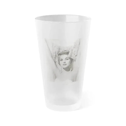 Debra Paget #758 - 8x10 Vintage B&W Glamour Portrait with hands in air from Paramount '57 (Vintage Female Icon) Frosted Pint Glass 16oz 16oz Frosted - Go Mug Yourself