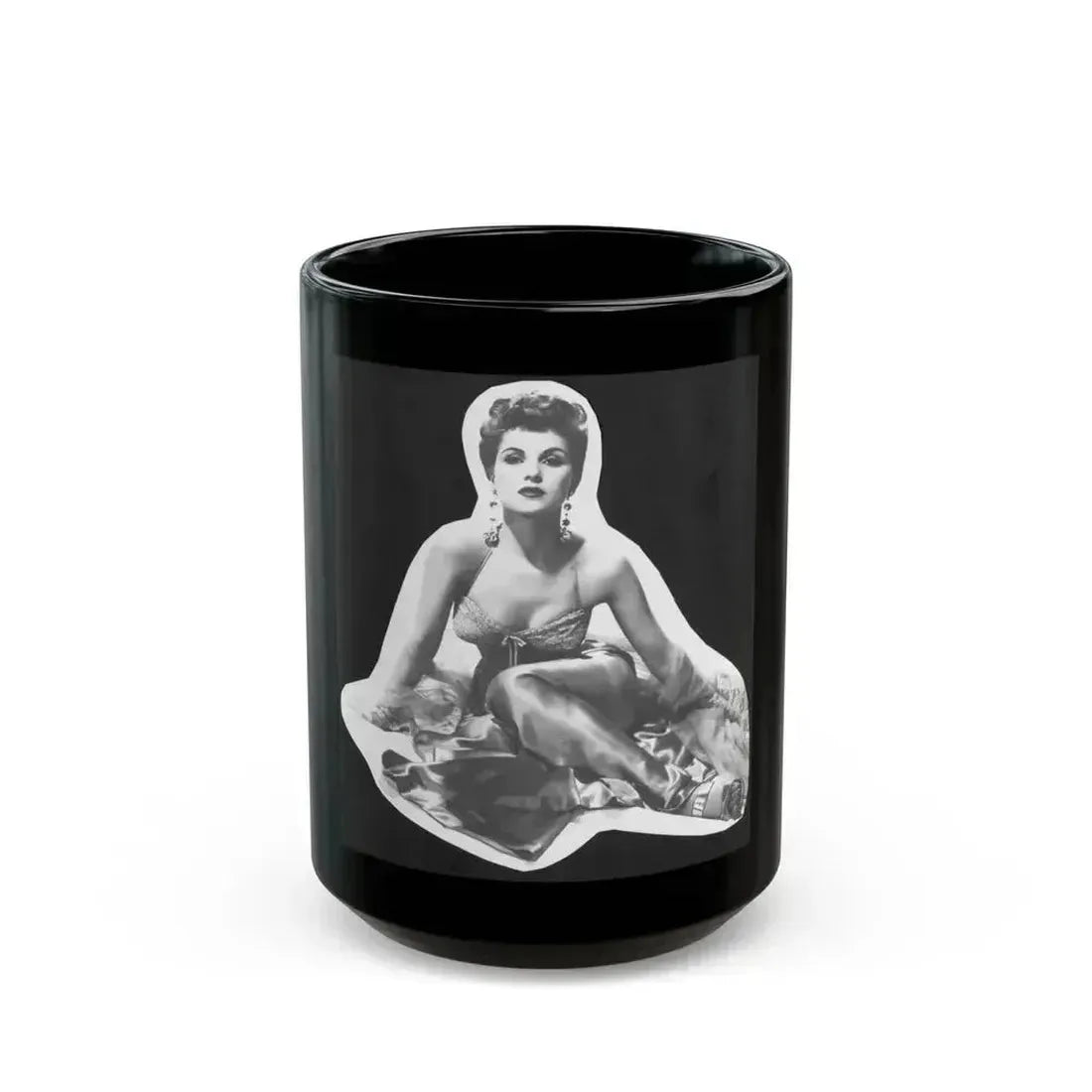 Debra Paget #759 - B&W Image Print out & scan Glamour Shot (Vintage Female Icon) Black Coffee Mug 15oz - Go Mug Yourself
