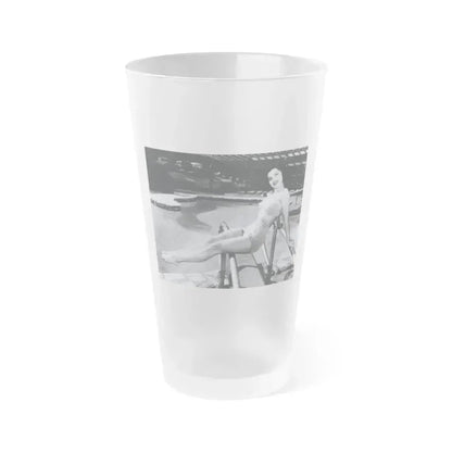 Debra Paget #763 - B&W 8x10 Full Body 2-Piece Leggy Barefoot Swimsuit Cheesecake Photo (Vintage Female Icon) Frosted Pint Glass 16oz 16oz Frosted - Go Mug Yourself