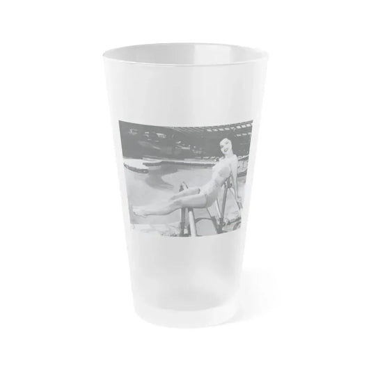 Debra Paget #763 - B&W 8x10 Full Body 2-Piece Leggy Barefoot Swimsuit Cheesecake Photo (Vintage Female Icon) Frosted Pint Glass 16oz 16oz Frosted - Go Mug Yourself