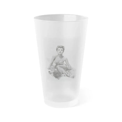 Debra Paget #775 - B&W 8x10 Full Body Glamour Dress Photo from 1957 autographed 1 (Vintage Female Icon) Frosted Pint Glass 16oz 16oz Frosted - Go Mug Yourself