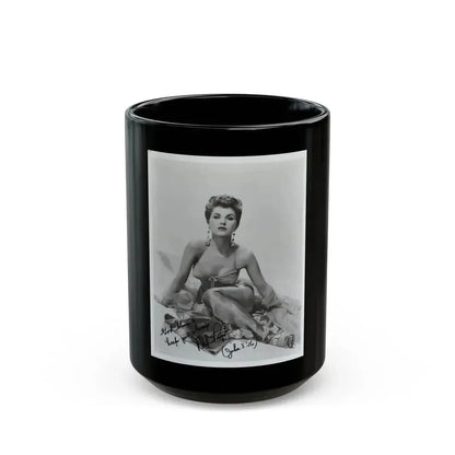 Debra Paget #775 - B&W 8x10 Full Body Glamour Dress Photo from 1957 autographed (Vintage Female Icon) Black Coffee Mug 15oz - Go Mug Yourself