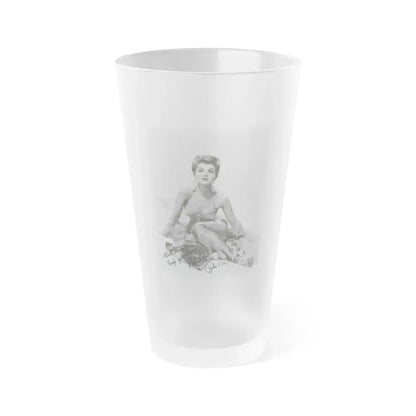 Debra Paget #775 - B&W 8x10 Full Body Glamour Dress Photo from 1957 autographed (Vintage Female Icon) Frosted Pint Glass 16oz 16oz Frosted - Go Mug Yourself