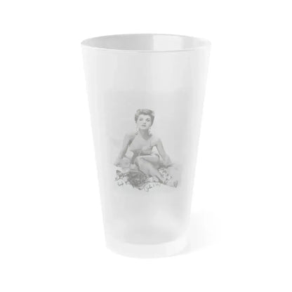 Debra Paget #775 - B&W 8x10 Full Body Glamour Dress Photo from 1957 autographed (Vintage Female Icon) Frosted Pint Glass 16oz 16oz Frosted - Go Mug Yourself