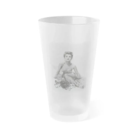 Debra Paget #775 - B&W 8x10 Full Body Glamour Dress Photo from 1957 autographed (Vintage Female Icon) Frosted Pint Glass 16oz 16oz Frosted - Go Mug Yourself