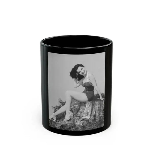 Debra Paget #776 - Vintage 8x11 Full Body 1-Piece Swimsuit Leggy White Open Wedges Cheesecake Pic on Mag. Page 1 (Vintage Female Icon) Black Coffee Mug 11oz - Go Mug Yourself