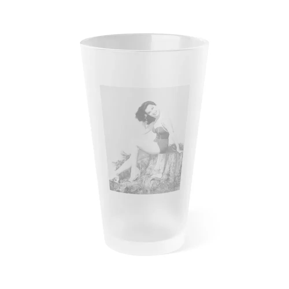 Debra Paget #776 - Vintage 8x11 Full Body 1-Piece Swimsuit Leggy White Open Wedges Cheesecake Pic on Mag. Page 1 (Vintage Female Icon) Frosted Pint Glass 16oz 16oz Frosted - Go Mug Yourself