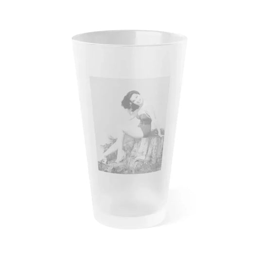 Debra Paget #776 - Vintage 8x11 Full Body 1-Piece Swimsuit Leggy White Open Wedges Cheesecake Pic on Mag. Page 1 (Vintage Female Icon) Frosted Pint Glass 16oz 16oz Frosted - Go Mug Yourself