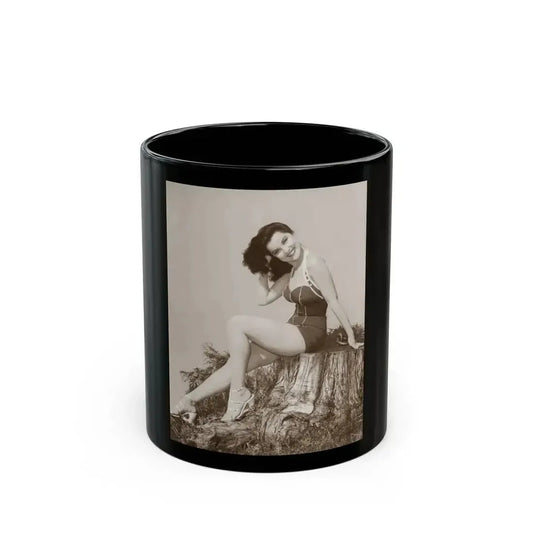 Debra Paget #776 - Vintage 8x11 Full Body 1-Piece Swimsuit Leggy White Open Wedges Cheesecake Pic on Mag. Page 2 (Vintage Female Icon) Black Coffee Mug 11oz - Go Mug Yourself