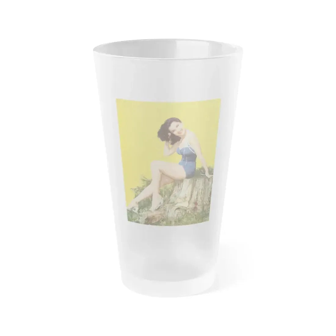 Debra Paget #776 - Vintage 8x11 Full Body 1-Piece Swimsuit Leggy White Open Wedges Cheesecake Pic on Mag. Page (Vintage Female Icon) Frosted Pint Glass 16oz 16oz Frosted - Go Mug Yourself