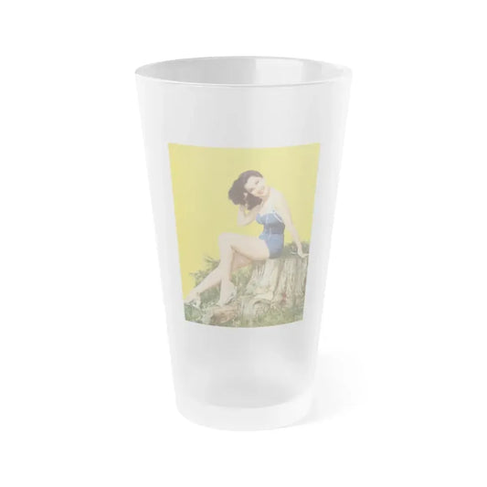 Debra Paget #776 - Vintage 8x11 Full Body 1-Piece Swimsuit Leggy White Open Wedges Cheesecake Pic on Mag. Page (Vintage Female Icon) Frosted Pint Glass 16oz 16oz Frosted - Go Mug Yourself