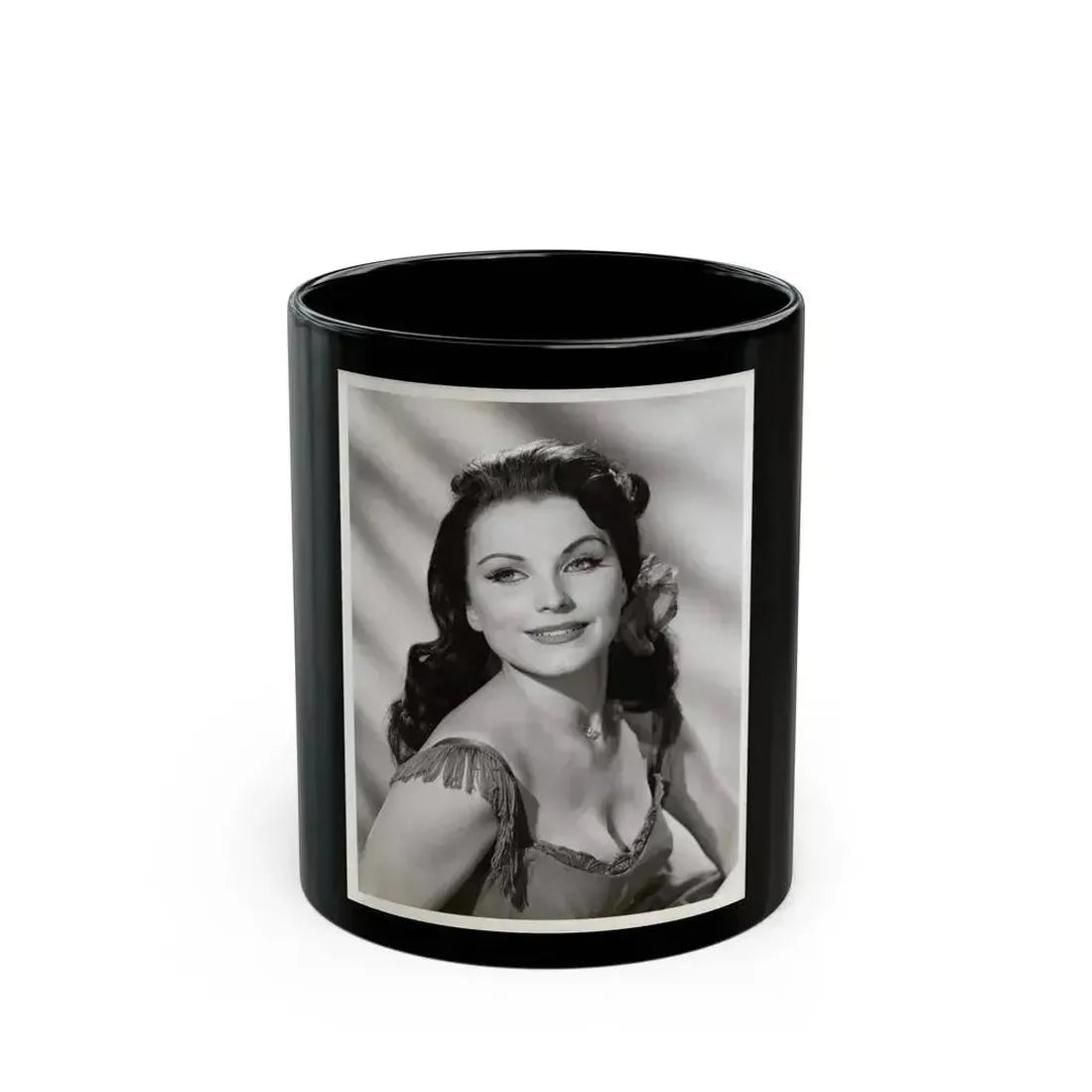 Debra Paget #92 - 7x9 B&W Vintage Glamour Portriat Bust & Upper Body too from 12-12-59 (Vintage Female Icon) Black Coffee Mug 11oz - Go Mug Yourself