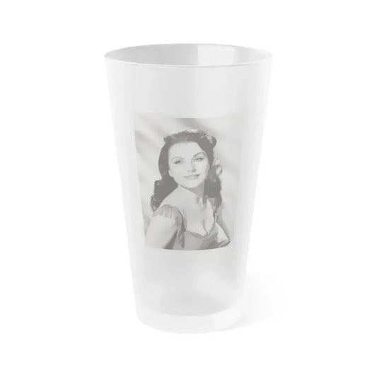 Debra Paget #92 - 7x9 B&W Vintage Glamour Portriat Bust & Upper Body too from 12-12-59 (Vintage Female Icon) Frosted Pint Glass 16oz 16oz Frosted - Go Mug Yourself