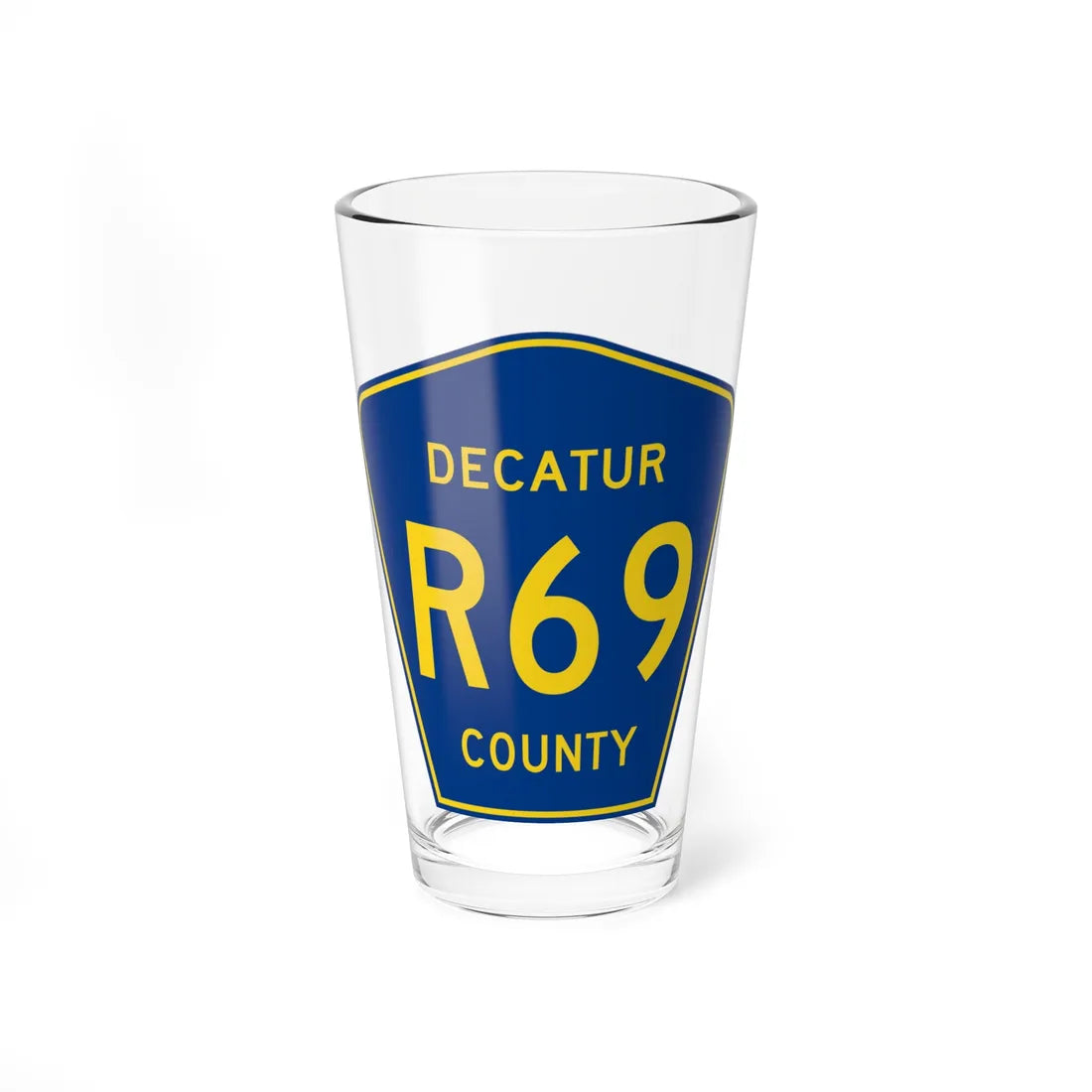 Decatur County Route R69 IA (Iowa) (Road Sign) Pint Glass 16oz 16oz - Go Mug Yourself