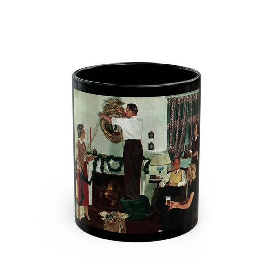 Decorating For Christmas, Collier's, December 24, 1949 - Black Coffee Mug 11oz - Go Mug Yourself