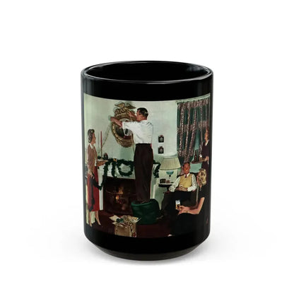 Decorating For Christmas, Collier's, December 24, 1949 - Black Coffee Mug 15oz - Go Mug Yourself