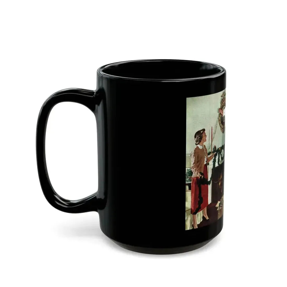 Decorating For Christmas, Collier's, December 24, 1949 - Black Coffee Mug - Go Mug Yourself
