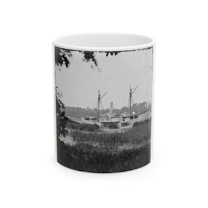 Deep Bottom, Va.  U.S. Gunboat Mendota (In Service May 2, 1864) On The James (U.S. Civil War) White Coffee Mug 11oz - Go Mug Yourself