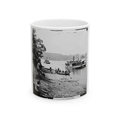 Deep Bottom, Va., Vicinity.  Transport Linda Of Philadelphia And A Monitor (Onondaga ) On The James (U.S. Civil War) White Coffee Mug 11oz - Go Mug Yourself