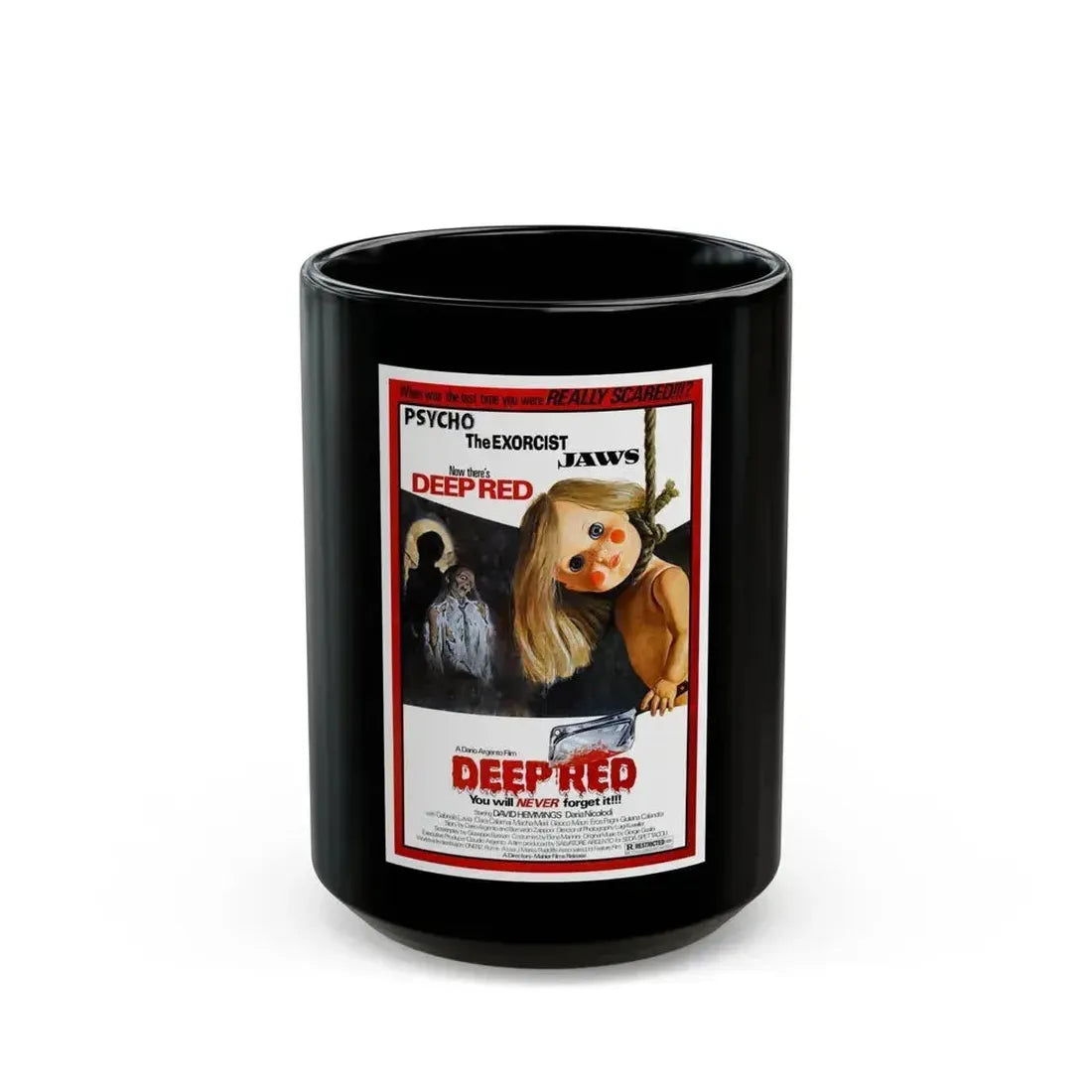 DEEP RED (PROFONDO ROSSO) 1975 Movie Poster - Black Coffee Mug 15oz - Go Mug Yourself